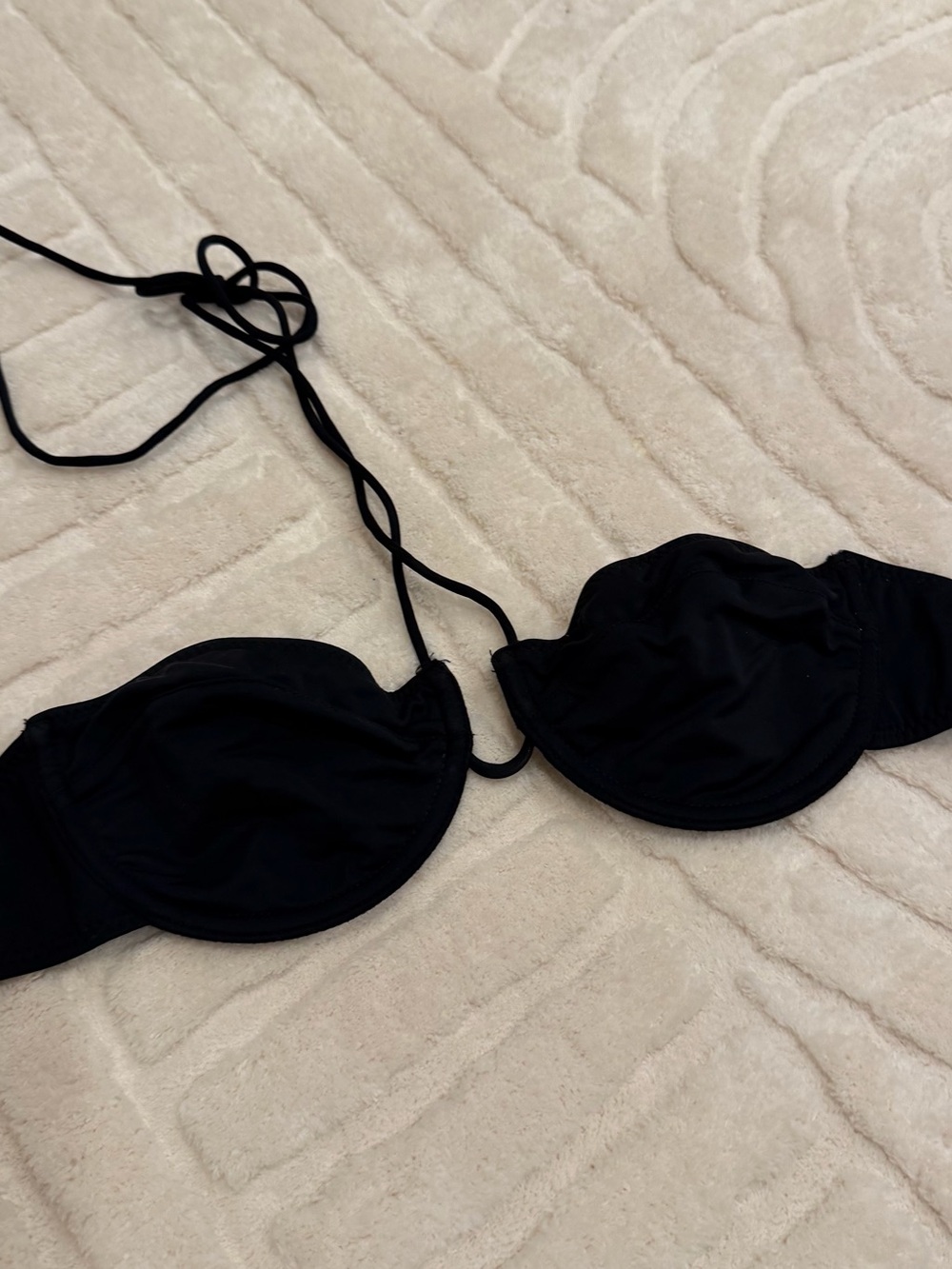 Solid & Striped Black Underwire Bikini Top with Halter Tie